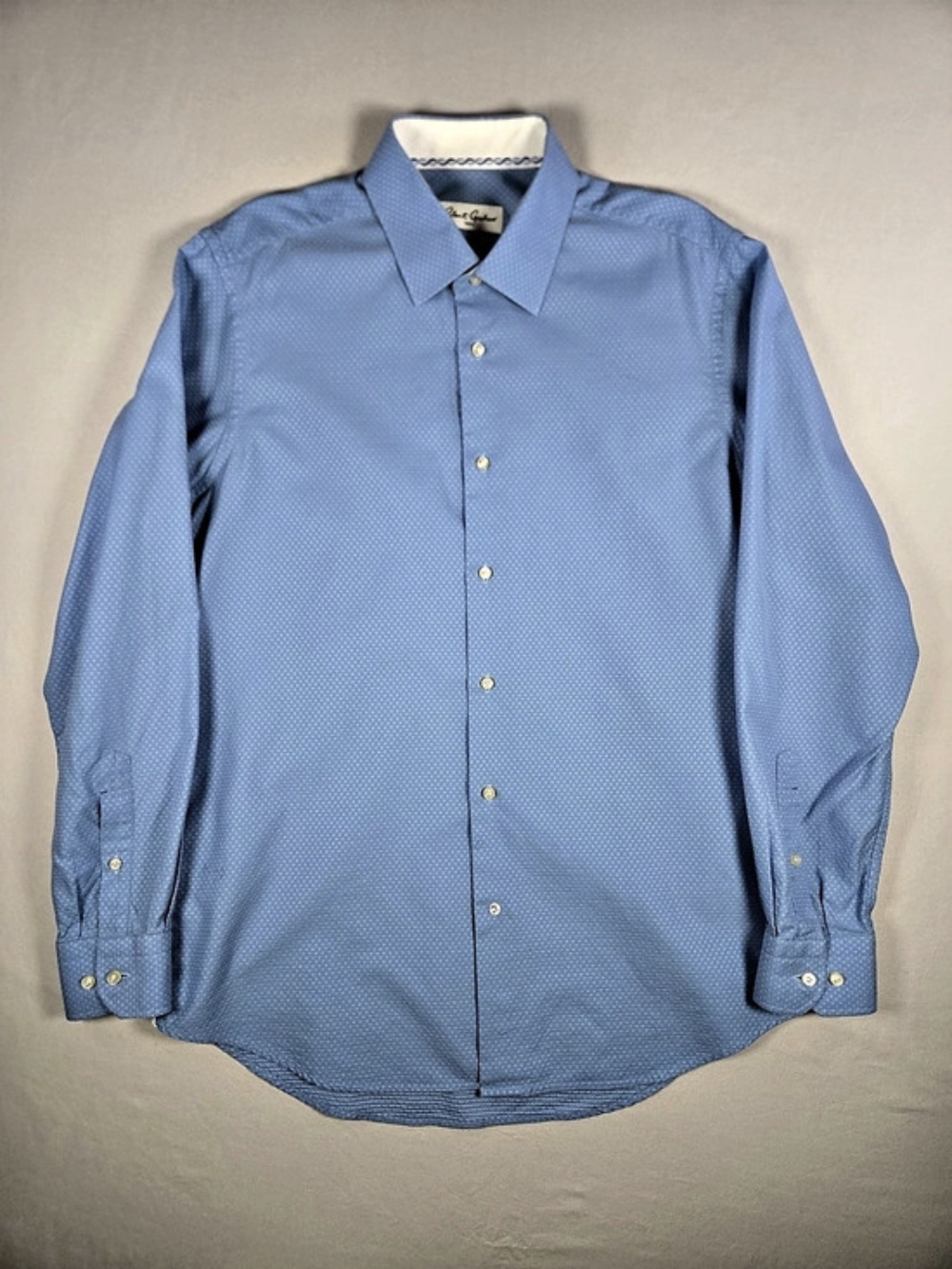 Robert Graham Blue Geometric Woven Button Down Dress Shirt Size 42 Neck 16.5